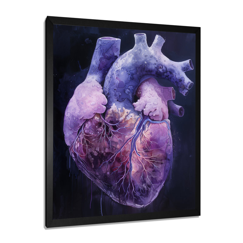  «Abstract Heart Purple Scenery», reproduction d'art abstrait, H 12 po x l 20 po, Cadre simple noir