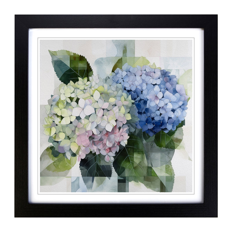 Hydrangea Bauhaus - Framed Print, Black