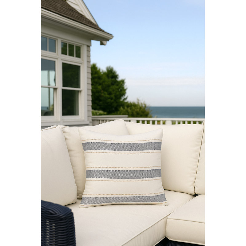 Classic Grey Sail Stripe Indoor Outdoor Pillow 14x20, Red, Rectangle 14"H x 20"W, Pillow Cover Only - No Insert