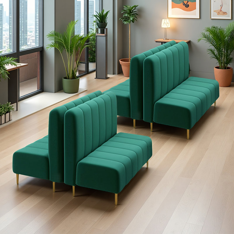 Bancs de réception en velours avec dossier, Vert