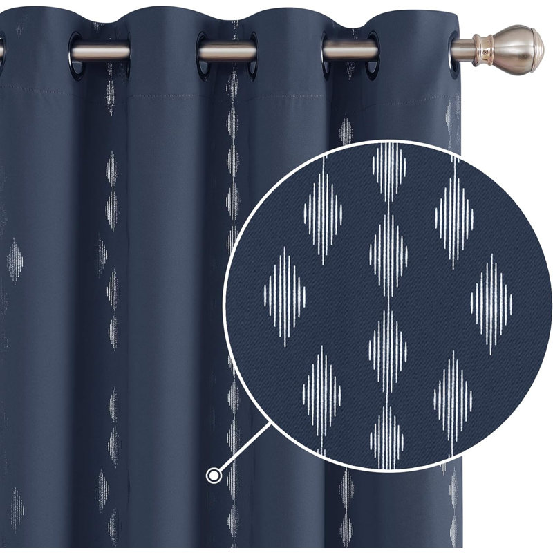 Blackout Curtain Pair, 140cm Wide x 180cm Drop, Dark Blue
