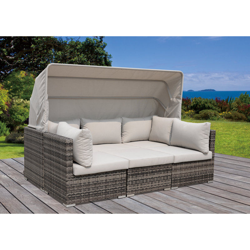 Strawser 83 " W Wicker Patio Daybed with Cushions