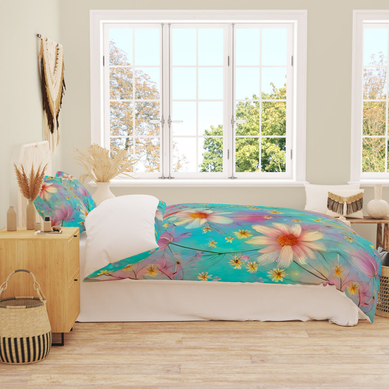 Floral Duvet Cover, King Duvet Cover + 2 King Shams