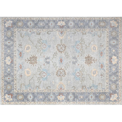 Oushak Collection, Transitional Hand Knotted Wool Oriental Area Rug in Blue
