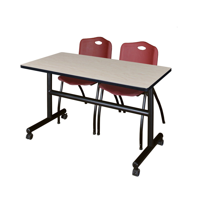 Table de nidification Nickls, 2 chaises empilables, Érable / bourgogne, H 29 po x l 48 po x P 24 po