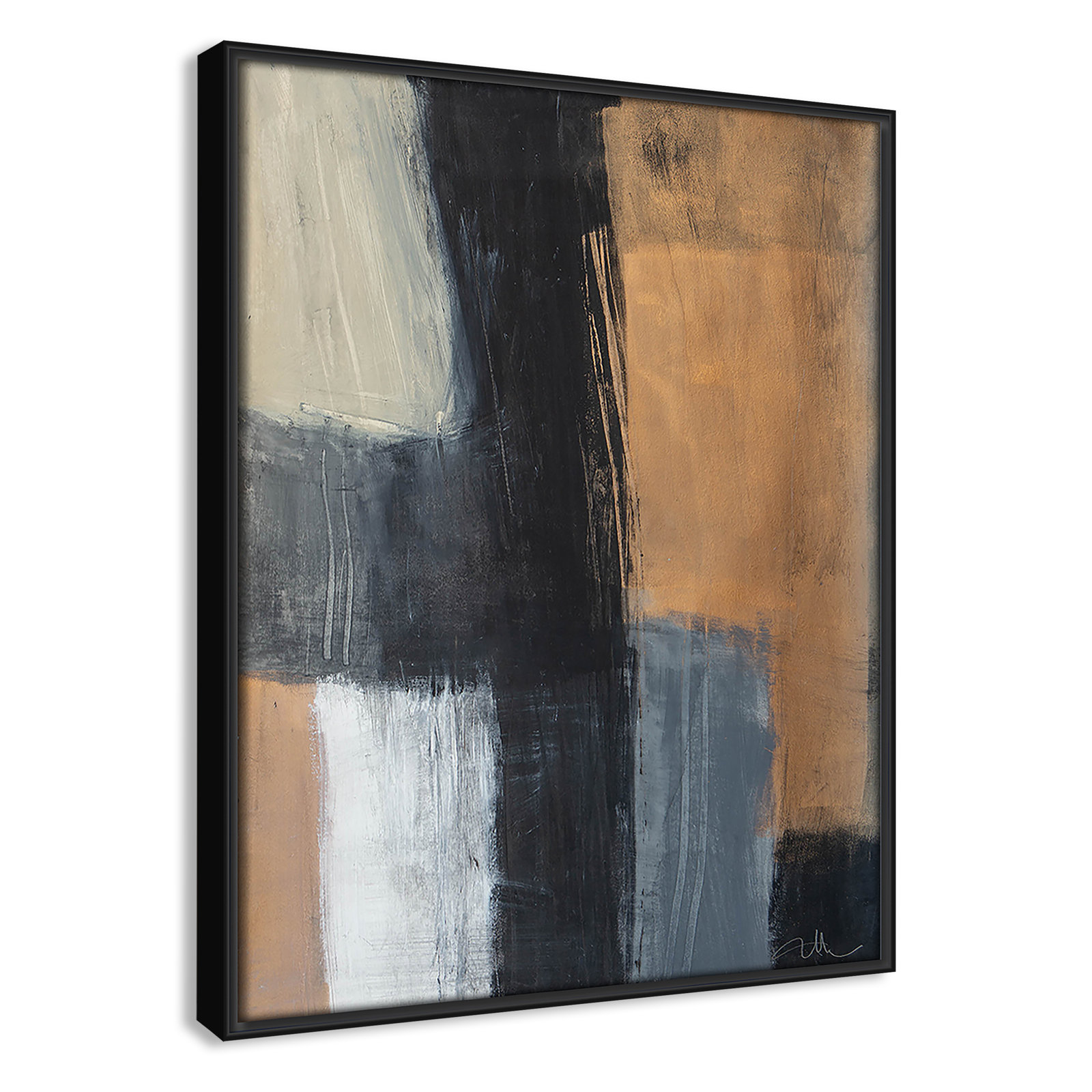 Calderon "Metallic Slate II" Print, 15.5" H x 12.5" W x 2" D, Black Floater Framed, No Mat