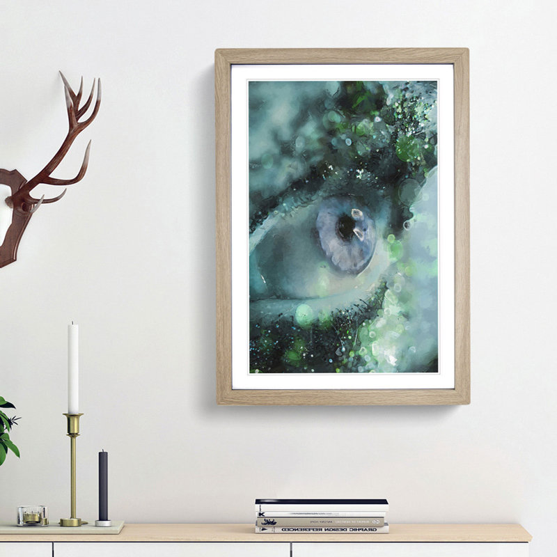 Glitter Eye - Picture Frame Graphic Art Print, 87cm H x 62cm W x 2cm D, Oak Framed
