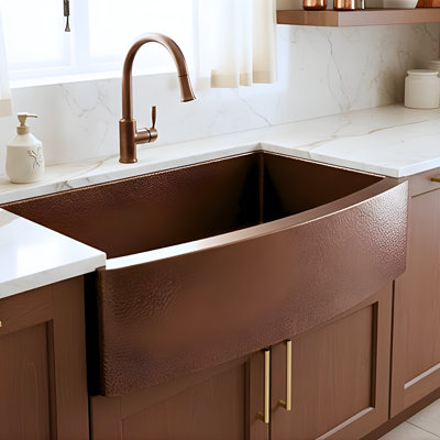 Ambiente 33x22" Farmhouse Copper Kitchen Sink – Rectangular, Drop-In or Undermount, Hand-Hammered, Hammered Copper Kitchen Sink, Copper Farmhouse Sink, Rectangular Copper Sink, Handcrafted Copper Sink
