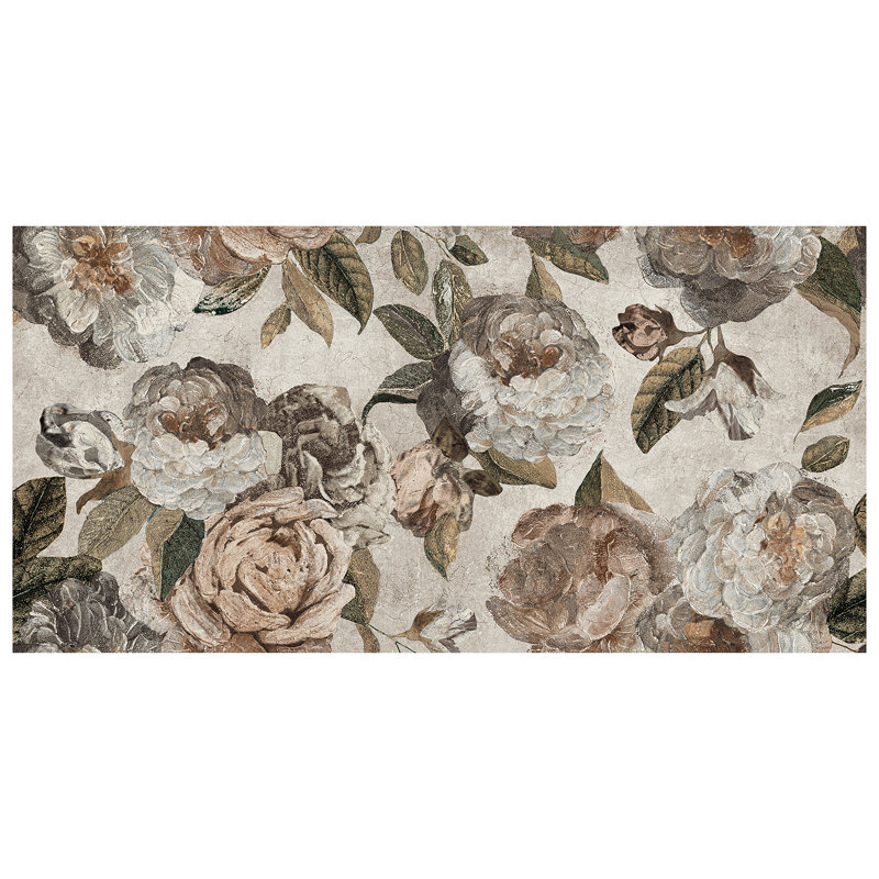Parete Fiori 24" x 47" Porcelain Natural / Floral Wall & Floor Tile, Beige