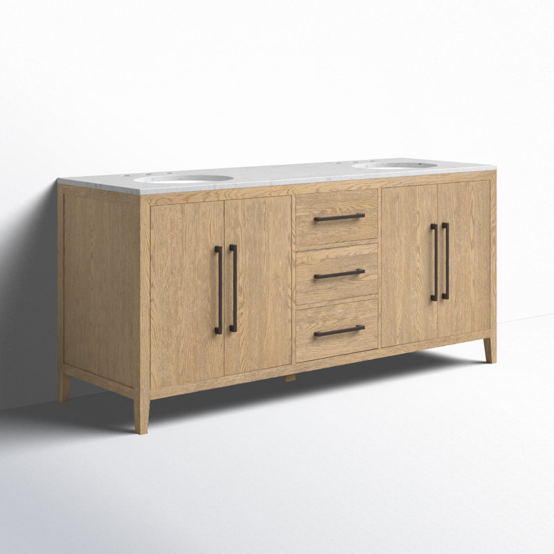 60" Undermount Double Bathroom Vanity Set, Wire Brushed Dark Oak, 72"