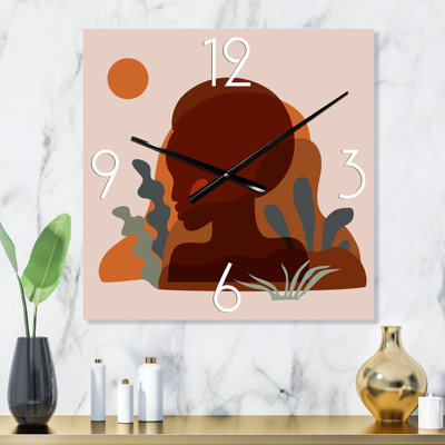 Minimal Silhouette of Afro American Woman - Modern Wall Clock
