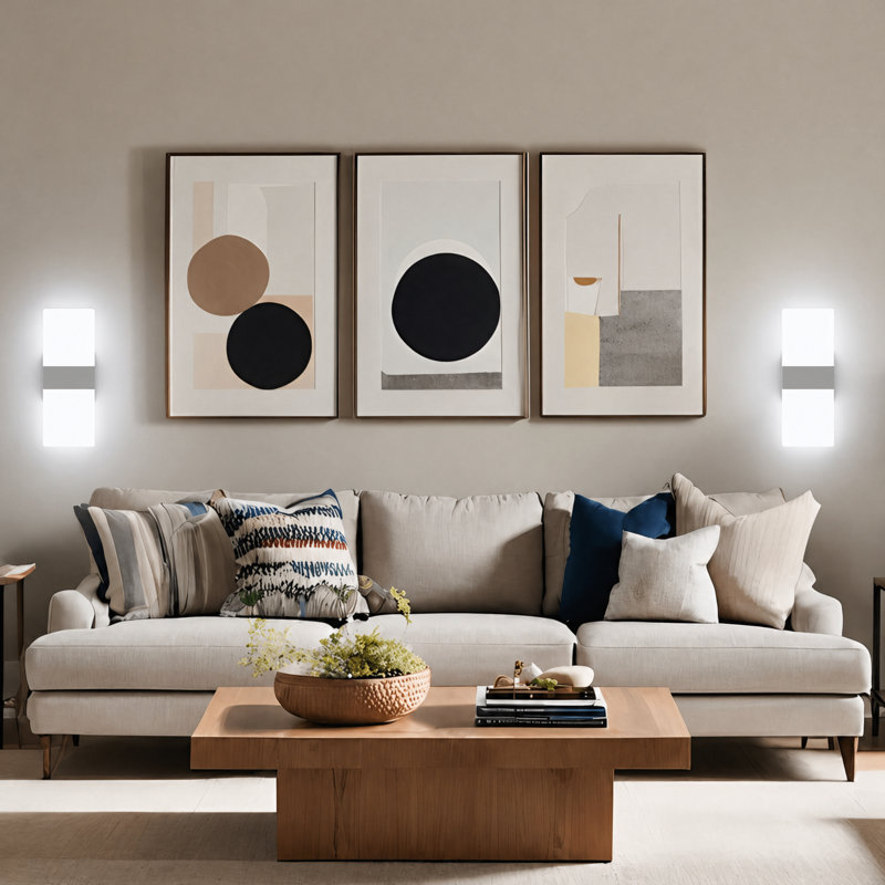 Dimmable Modern Wall Sconce with Rectangular Acrylic Lampshade, 6000K Hardwired, Nickel