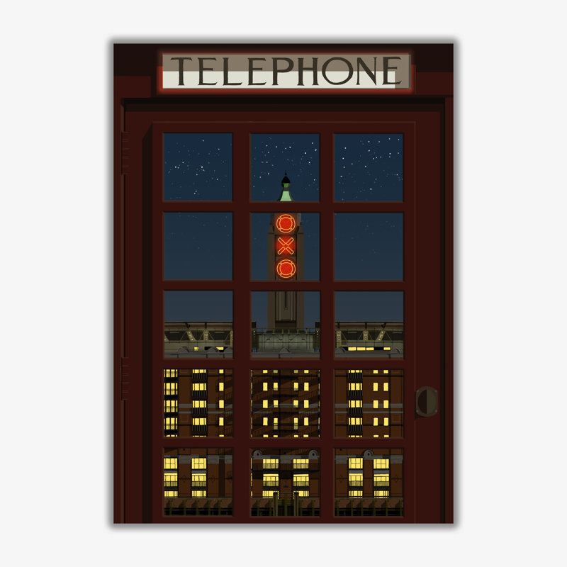 London Telephone Box 2 - Print, 40cm H x 30cm W x 3cm D, No Framed