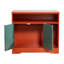 Enceinte de litière pour chat, armoire à litière cachée 31 po avec tablette et rangement, salle de bain intérieure pour chat de style moderne, table de bout en bois pour meuble pour chat, convient à la plupart des bacs à litière, rouge et vert