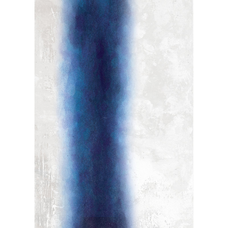 Abstract Sapphire Stripe - Painting Print, 46cm H x 30cm W, Black Floater Framed