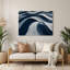 Art mural horizontal rayé bleu marine en métal gris clair-496500756