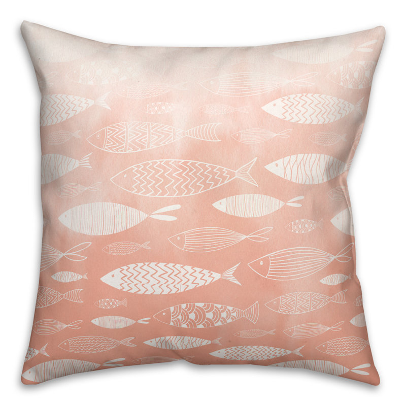  Watercolor Fish Square Pillow Cover & Insert, Orange