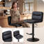 Tabouret de comptoir pivotant rembourré en similicuir avec dossier et repose-pieds, structure en acier à hauteur réglable