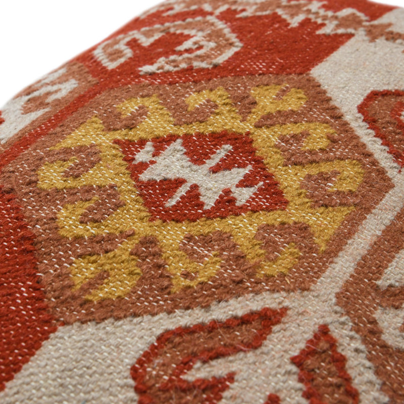 Southwest Wool Blend Kilim Lumbar Pillow with Aztec Pattern