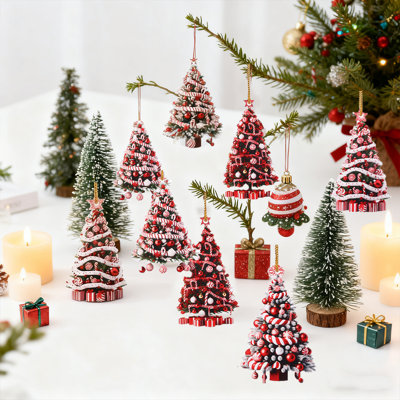 8 pièces d'ornement animal de Noël, ornements de petit chat de Noël, décoration de Noël à motif de chat mignon, ornements suspendus en acrylique pour les cadeaux des Fêtes
