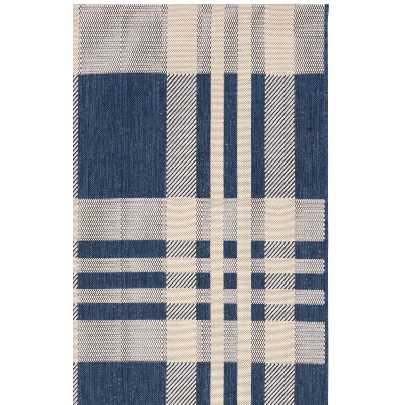 Janissa Performance Plaid Indoor/Outdoor Area Rug, Square 6'7"
