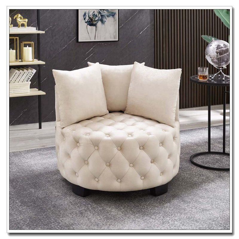 Chaise pivotante rembourrée et capitonnée, Taupe