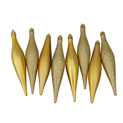 8ct Shatterproof 4-Finish Christmas Finial Drop Ornaments