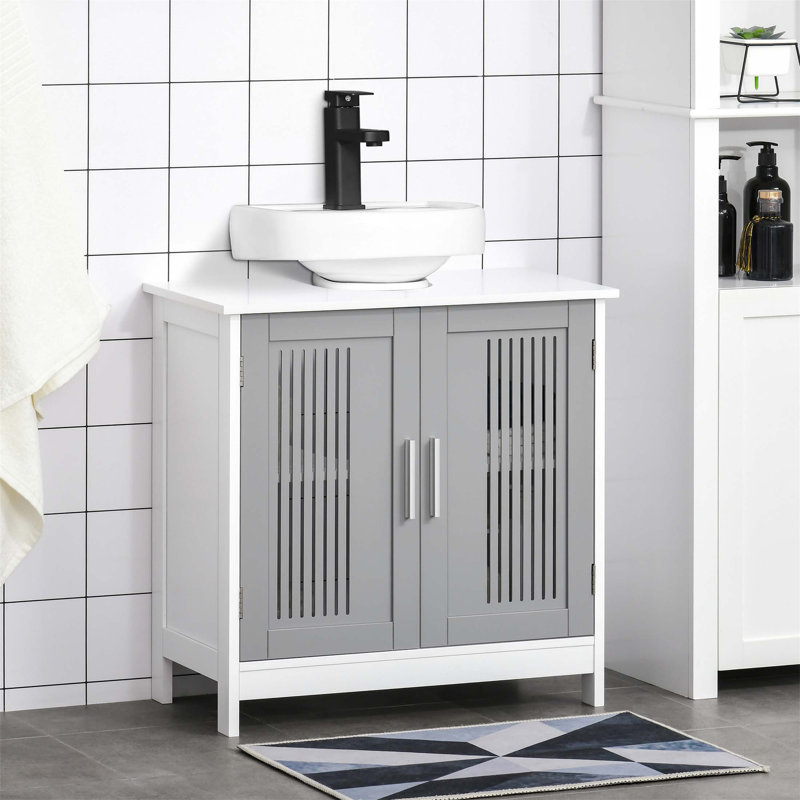 Armoire sous évier moderne Kleankin avec 2 portes, tablettes réglables et conception en forme de U pour une efficacité de rangement maximale