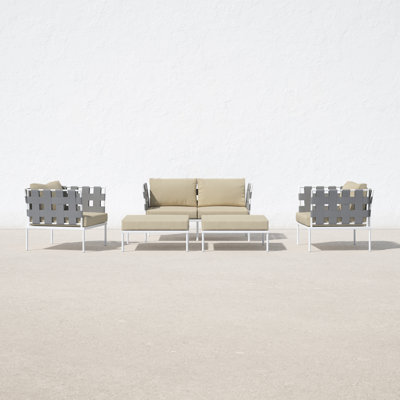 Modway Harmony 5 Piece Outdoor Patio Aluminum Sectional Sofa Set