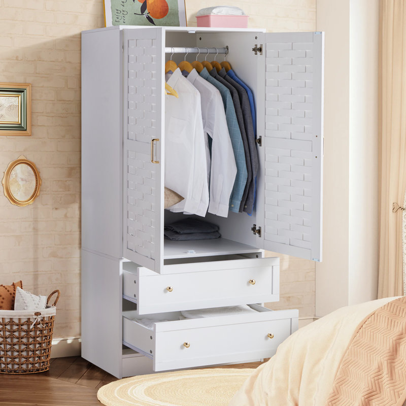 Armoire en bois manufacturé Romond, Blanc