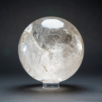 Grande sphère en quartz transparent poli véritable (16 lb)