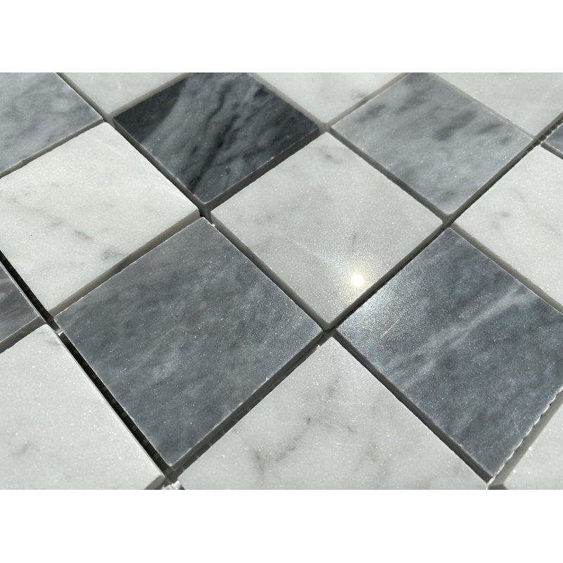 11.65 in. x 11.65 in. Marble Tile, White/Gray