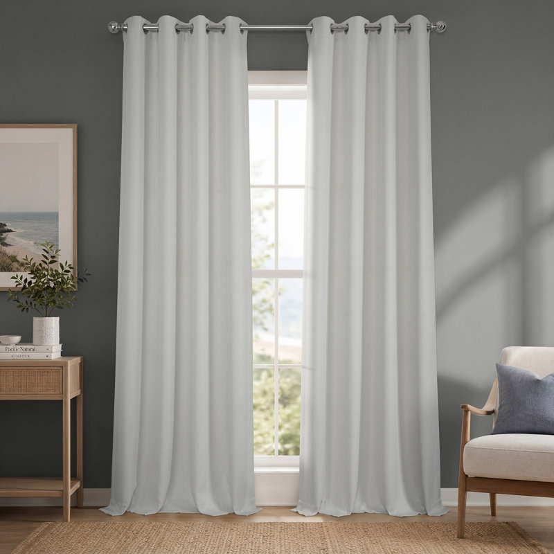 Oneridge Room Darkening Faux Linen Single Curtain Panel, 50" W x 84" L, Oyster