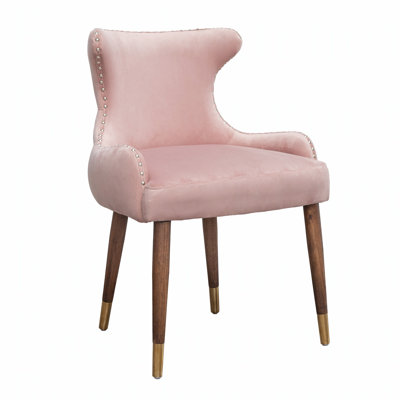Contemporary Velvet Upholstered Nailhead Trim Accent Chair, Pink