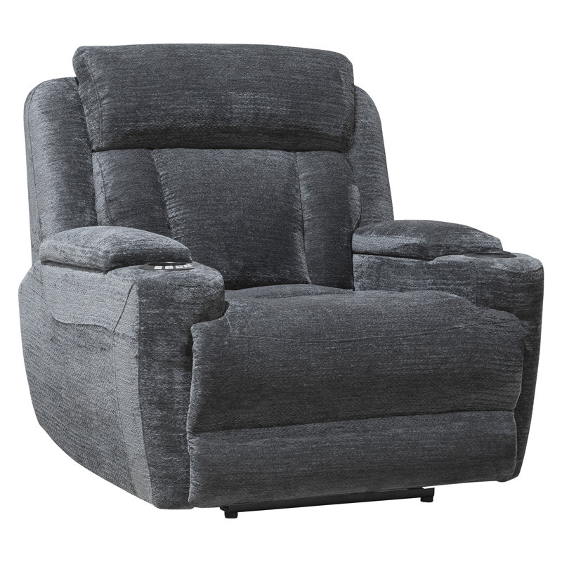 Julio 42" Wide Power Recliner with Adjustable Headrest and Pillow Top Arms, Lucky Charcoal