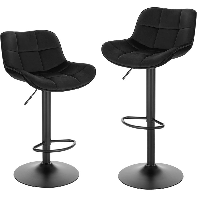 Stace Swivel Upholstered Adjustable Height Counter Stool with Metal Frame, Black