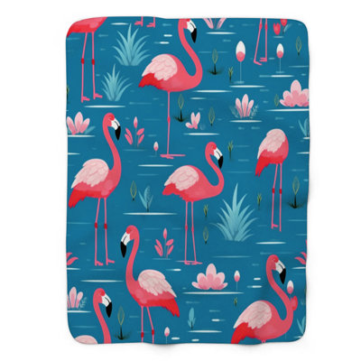 Flamant tropical - couverture sherpa de qualité supérieure 1 pièce