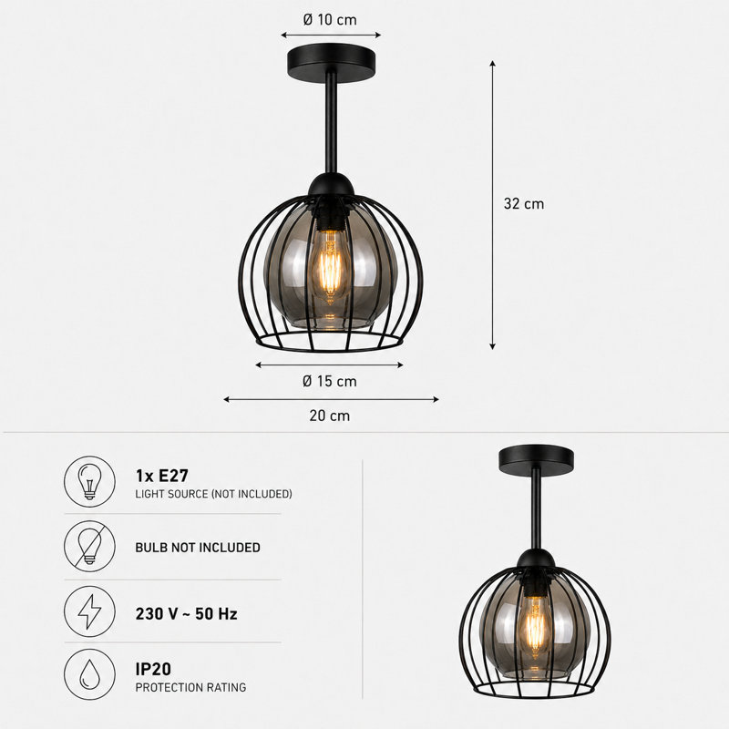 Glass Semi Flush Mount, 1