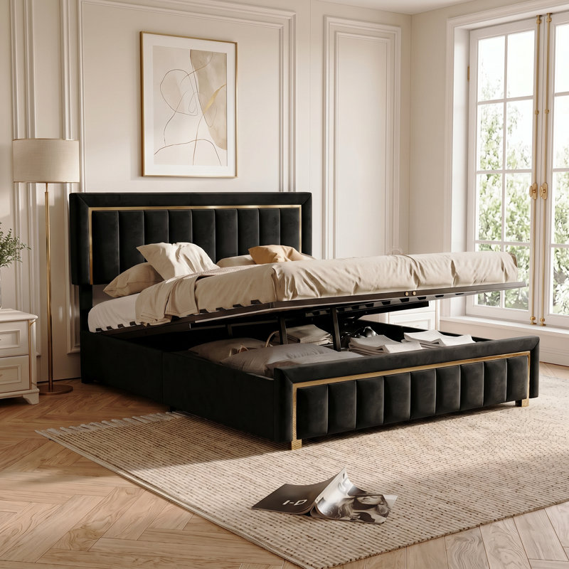 Ottoman Bed, 135 x 190cm, Black