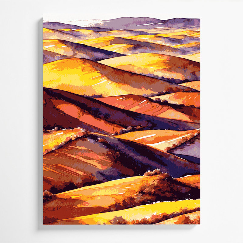 Aquarelle, paysage, 42, art mural sur toile rose, H 20 po x l 24 po