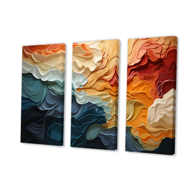 Biomorphism Organic Forms V - 3 pièces sur toile tendue, H 40 po x l 60 po, Sans cadre, Wrapped Canvas