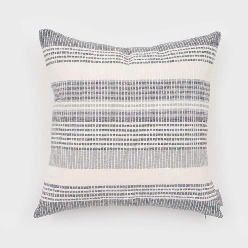 Modern Striped Woven Pillow - Soft Textured, Neutral Freja Design for Living Room/Bedroom, Charcoal Grey