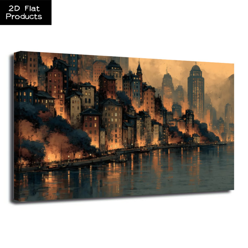 «Cityscape» numérique par River at Dusk, 12 po x 18 po