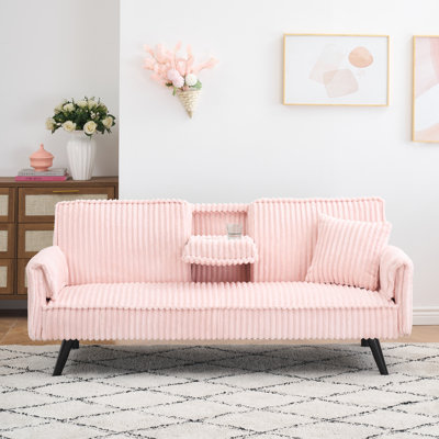 72''Modern Corduroy Convertible Folding Sofa Bed with Cup Holder