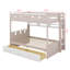Lit superposé de style château avec 2 tiroirs de rangement, structure de lit superposé en bois avec tablette ouverte et DEL-62870037-62870036