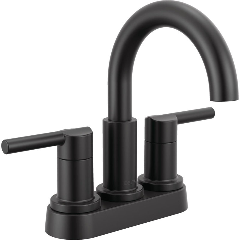 Nicoli Centerset Matte Black Bathroom Faucet, 4 Inch Bathroom Sink Faucet for Vanity, Push-Pop Drain Assembly, Matte Black