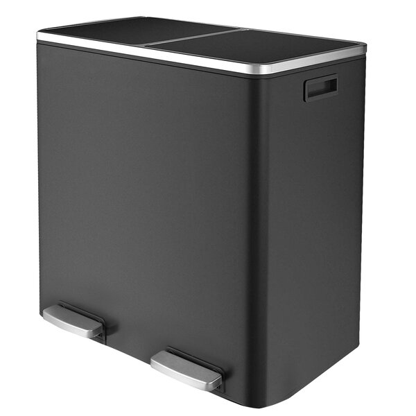 Simplehuman 10L Rectangle Trash Can W/ Bags OB black Chrome Compact Office&  home