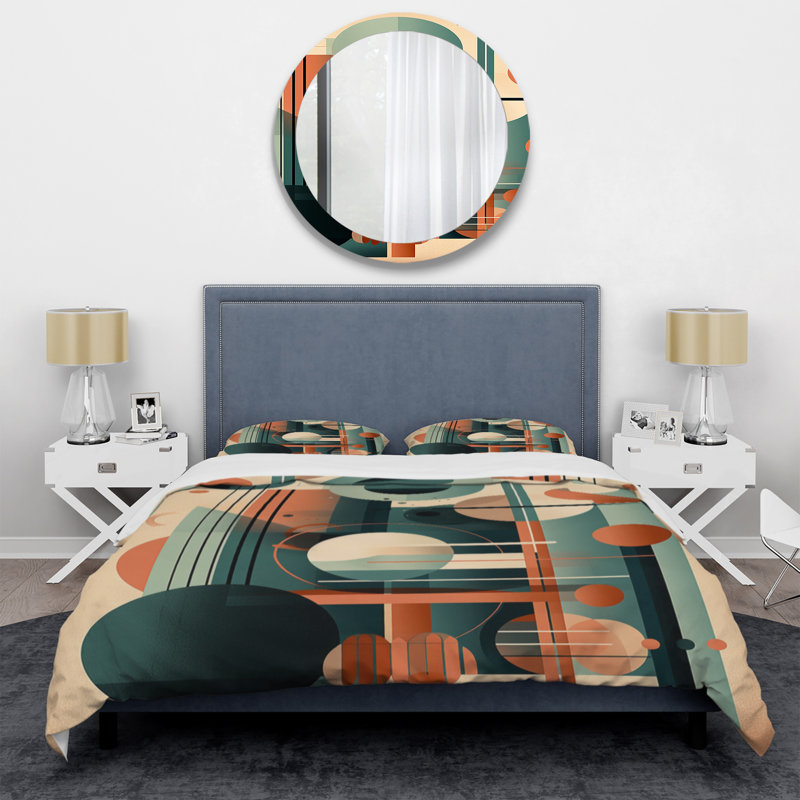 Ensemble de housse de couette orange et vert Mid Century Momentum IV Bedding