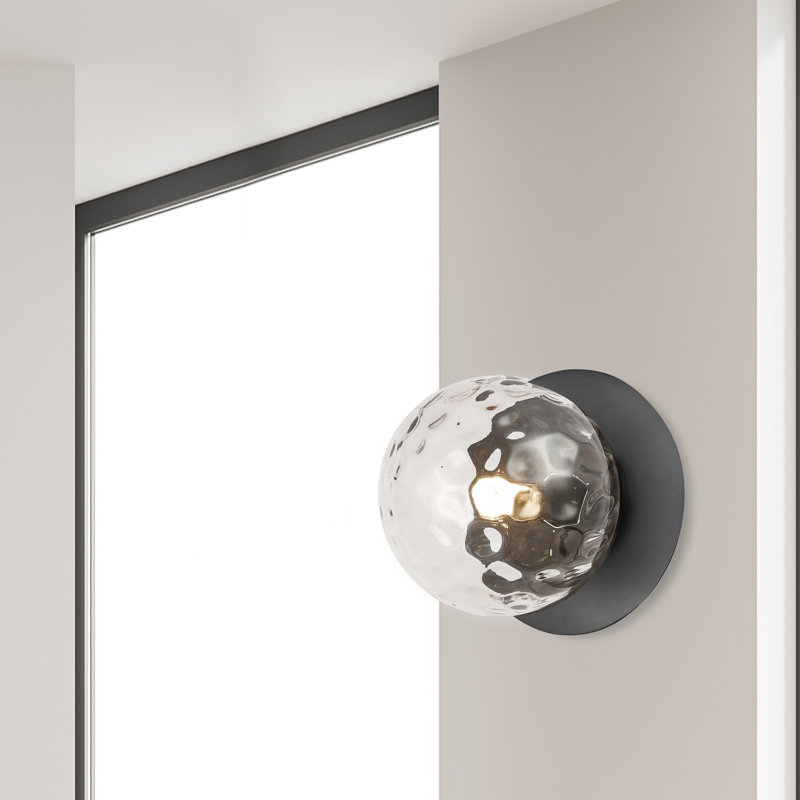 Bronwood Steel Flush Mounted Sconce, Matte Black, Clear