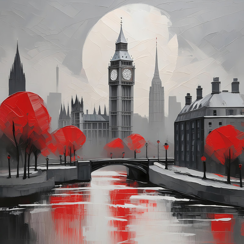 Mirrored In Scarlet, 36" H x 36" W